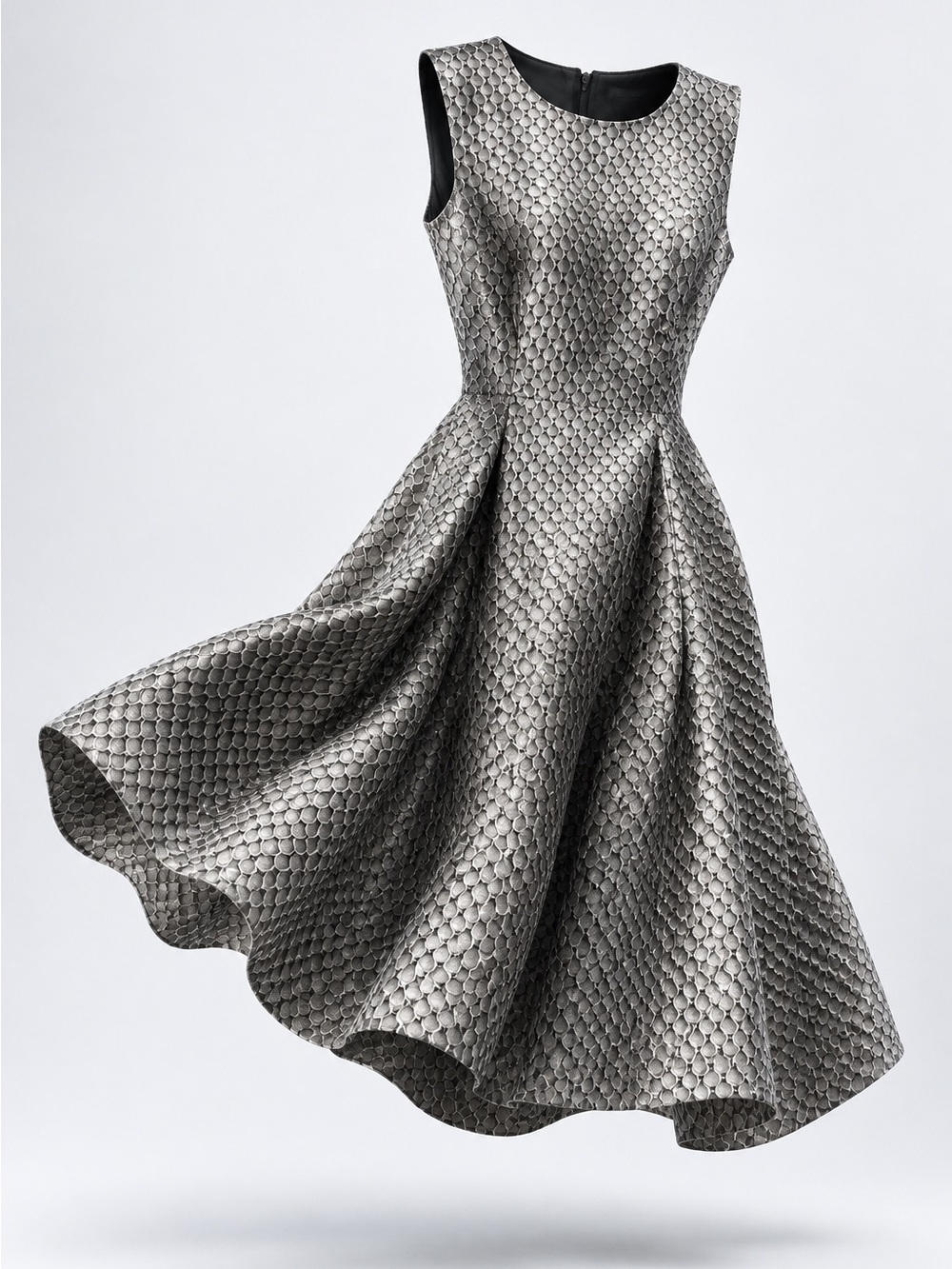 Max Studio Sleeveless Silver Textured A-Line Dress
